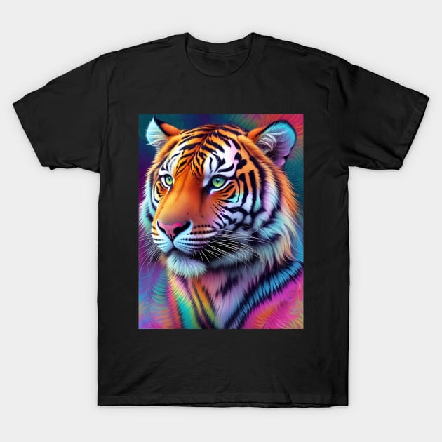 Vibrant Tie Dye Tiger Pattern T-Shirt by koolteas